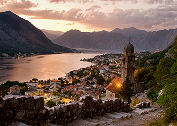 The old Mediterranean port of Kotor, surrounded by an impressive city wall built by Republic of Venice.